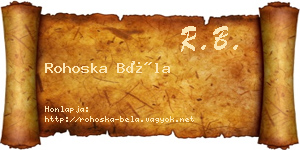 Rohoska Béla névjegykártya